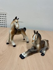 Vintage WADE Ceramic Horse Foal Figurines PAIR | Standing & Reclining | Cottage