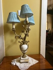 Ostentatious French 3 Branch Marble & Bronze Lamp/Candelabra French Cockerels