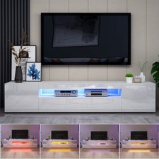2M TV Unit Stand Cabinet w/LED Lights High Gloss Doors Entertainment Storage
