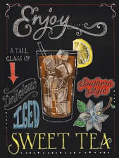 Enjoy Iced Sweet Tea, Retro Metal Plaque/Sign, Pub, Bar, Man Cave