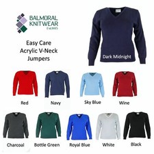 Balmoral Ladies V Neck Jumper Knitwear Warm Sweater Long Sleeve Knit Pullover
