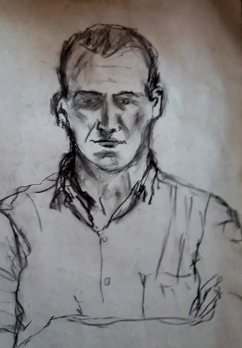 Charcoal sketch man - charcoal, of