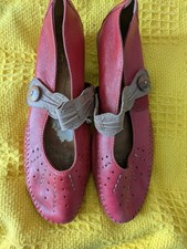 Pavers Size 7 Red Low Heel Shoe, Leather Upper easy fastener.