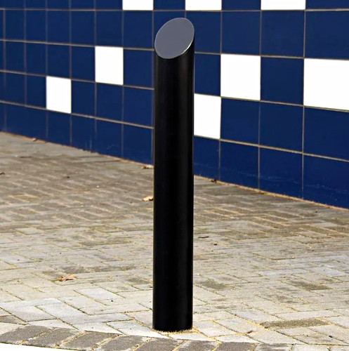Black bollard post - black,