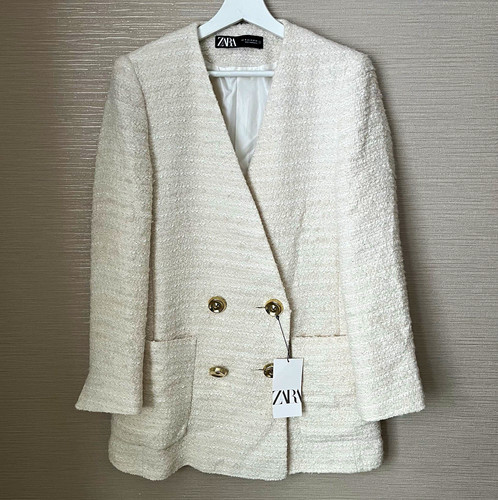 Zara women white - white, tweed
