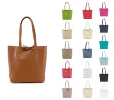 Women's Real Soft Leather Tote Shopper Bag Ladies Top Handle Large Tote Handbag