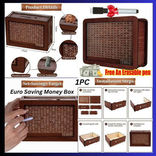 Wooden money box with counter - box,