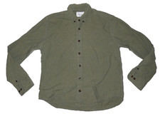 Albam Mens Large Green Khaki Green L/S Shirt Smart Cotton Autumnal Winter