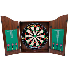 Gorilla Darts Centre Set MDF Walnut Cabinet Set Dartboard inc Darts Package