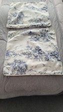 IKEA X2 Emmie Land Cushion Covers Toile de Jouy Blue White 50cm French style 20"