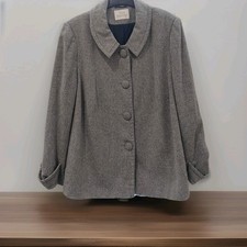 Ladies Size 22 Vintage Ann Harvey Grey Swing Coat Lined Jacket Great Condition