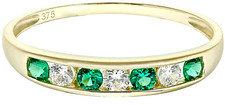 9ct yellow gold emerald green cubic zirconia ring eternity size k hallmarked new