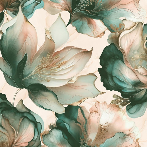 Teal coral floral wallpaper - teal,