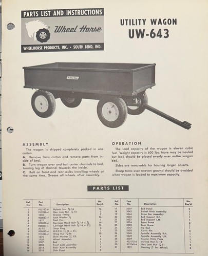 Wheel horse parts - , list