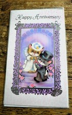Vintage 1970s / 1980s Sealed Unused Card - Happy Wedding Anniversary Kittens