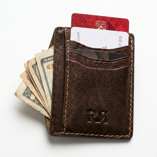Mens genuine leather slim - mens, card