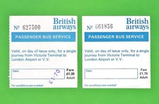 2 British Airways  Bus Service Tickets - Victoria Terminal & London Airport '70s