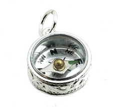 STERLING SILVER SCROLL COMPASS FOB CHARM                 