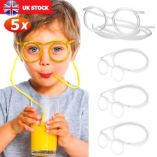 5Pcs Novelty Glasses Flexible Drink Straw Funny Novelty For Bar Kids Party UK