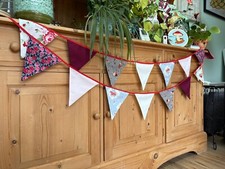 3m bunting, red bunting, pink bunting, grey bunting, floral bunting, vintage 