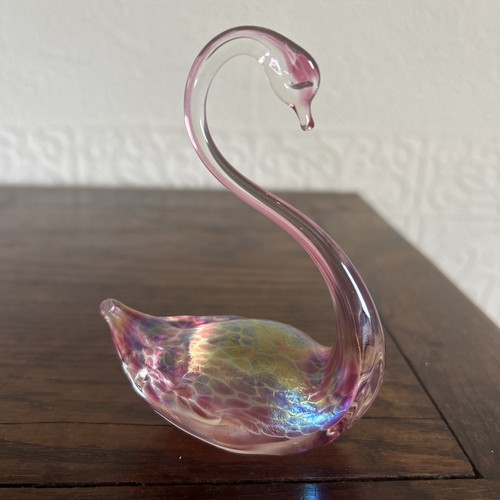 Vintage heron glass pink - glass,