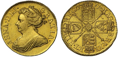 Anne 1711 half guinea post - anne,