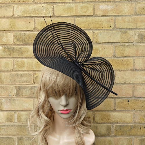 Black fascinator ostrich quill - black,