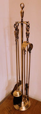 Vintage Brass Fireplace Companion Set 4 Tools and Stand Antique Style Fireside