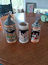 3 X German Stein Tankards. 2 Lidded