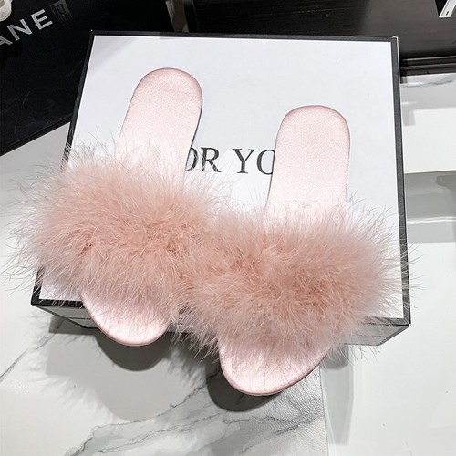 Womens fluffy fur slippers - womens,