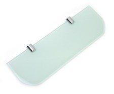 Glass Shelves Wall Mounted White With Various Chrome Supports - Curved Edge