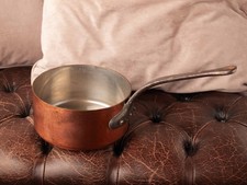 Vintage French Thick Copper Pan, Tin lined. Fab!