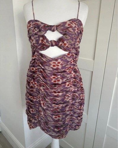 Zara purple printed ruched - purple,