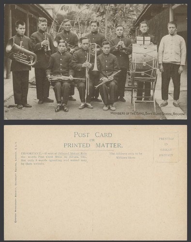 China old postcard music band - music,