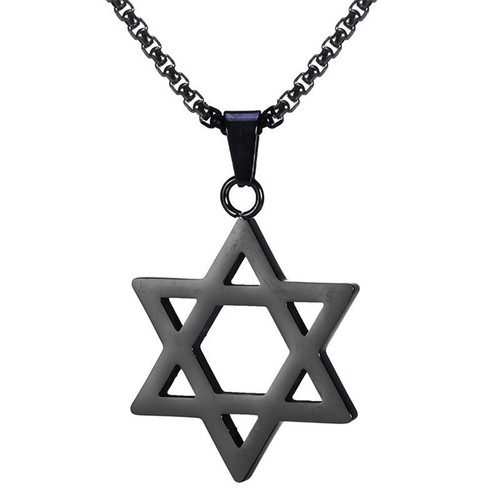 Black star necklace - black, jewish
