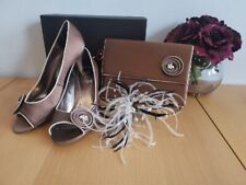 PHASE EIGHT Occasions Includ Bag, Hat,Taupe Cream Open Toe heels Shoes 8 Wedding
