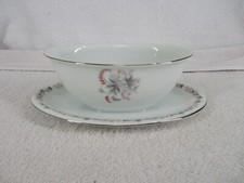 Empress China Gravy Boat Seyei Japan Pink Valley 505 Oval Silver Trim