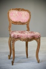 Small Antique French Pink Upholstered Occasional Side Chair