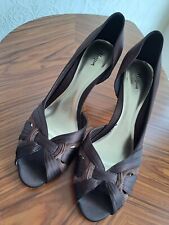 Monsoon Ladies Elegant Plum/Brown Satin Evening Shoes - Size 6