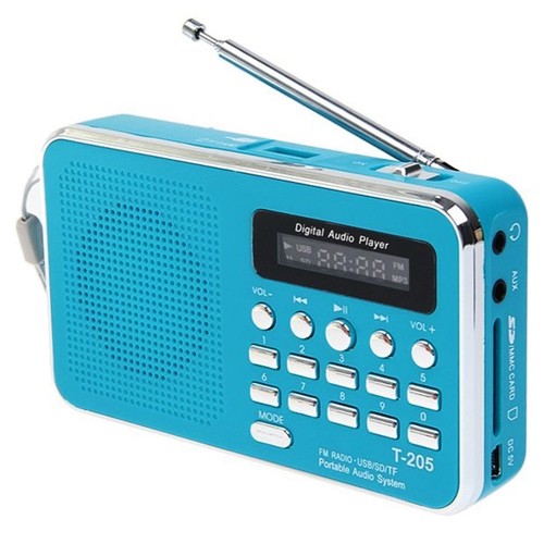 Blue portable radio speaker - blue, fm