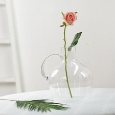 3 pcs 10" tall Clear Glass Vases Jug with Wooden Bases Party Events Centerpieces