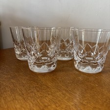 Set of Four Stuart Crystal Cut Glass Whisky Tumblers Glasses