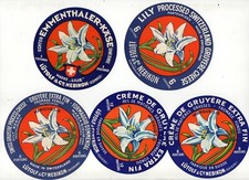 Selection of all different cheese labels ettiquette Fromage formaggio kase #452