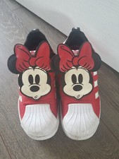 adidas superstar slip on minnie mouse red girls kids trainers shoes uk 1 1/2 1.5