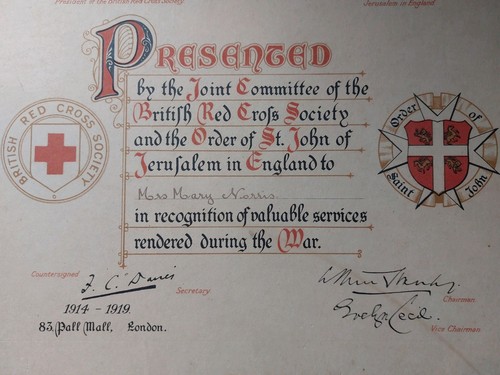Ww1 red cross certificate - ww1,