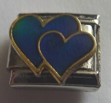 Italian Charm DOUBLE HEART MOOD STONE fits 9mm Starter Bracelets Moodstone Love