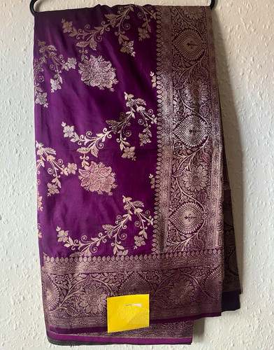 Purple kattan floral saree - purple,