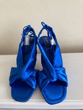**BNWOB - ROYAL BLUE SATIN LACE UP LEG OPEN TOE SHOES - OFFICE - SIZE 5 (38)**