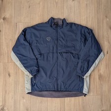 Nike Team XXL Fleece Lined Windbreaker Jacket Blue Grey Vintage 90s Style