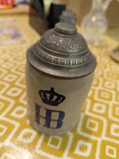 Vintage Hof-brau Stein With Lid Collector German Beer Pewter Lid